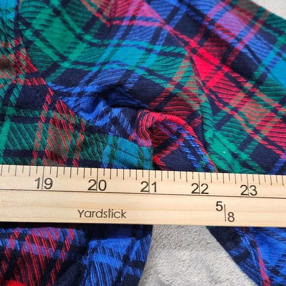 Lands End Robe Womens Medium Red Blue Plaid Flannel Sleepshirt Nightgown - Picture 7 of 8